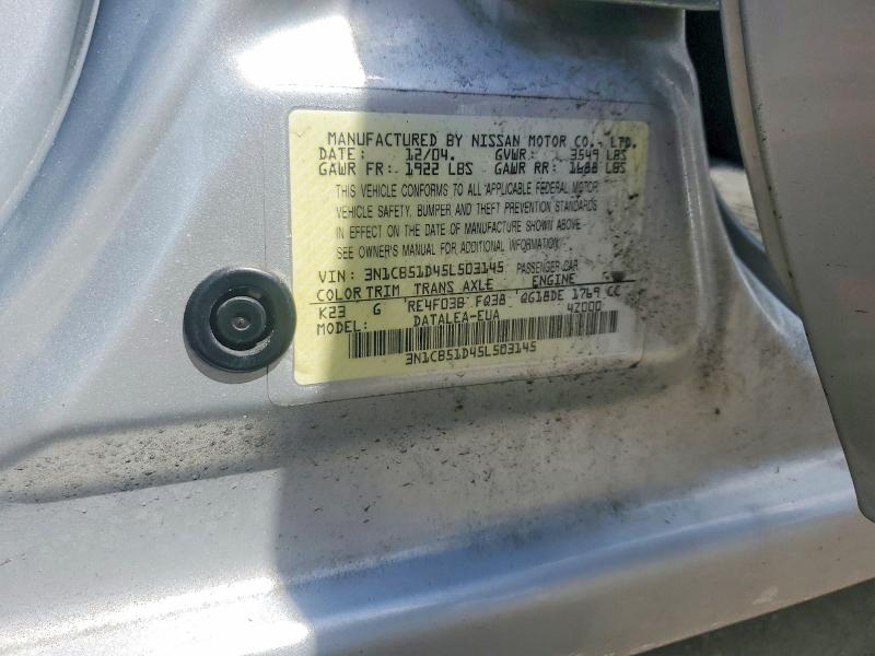 Aukcja sprzedaży 2005 Nissan Sentra, vin: 3N1CB51D45L503145, numer aukcji: 60791516