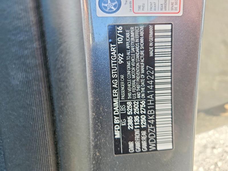 2017 Mercedes-benz E მანქანა იყიდება აუქციონზე, vin: WDDZF4KB1HA144227, აუქციონის ნომერი: 59586356