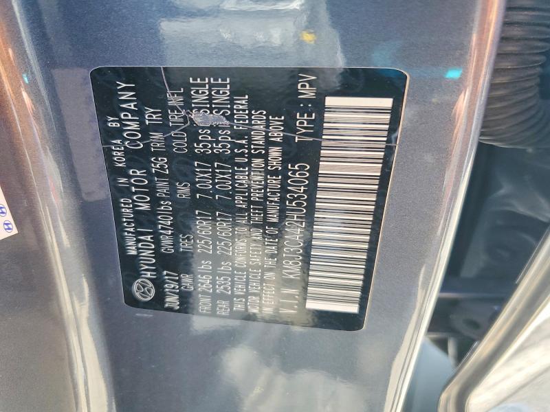 61201246 :رقم المزاد ، KM8J3CA42HU534065 vin ، 2017 Hyundai Tucson مزاد بيع