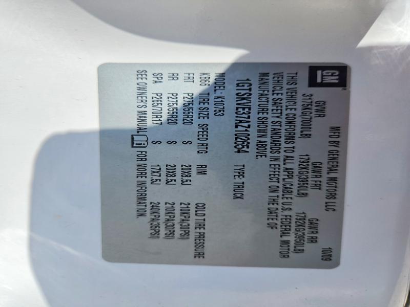 63356036 :رقم المزاد ، 1GTSKVE37AZ102654 vin ، 2010 Gmc Sierra مزاد بيع