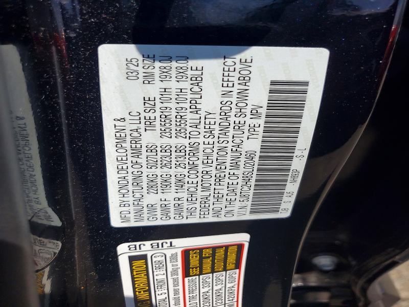 62285596 :رقم المزاد ، 5J8TC2H48SL020460 vin ، 2025 Acura Rdx مزاد بيع