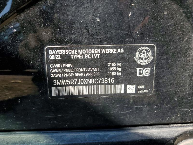 Продажа на аукционе авто 2022 Bmw 330xi, vin: 3MW5R7J0XN8C73816, номер лота: 63015566