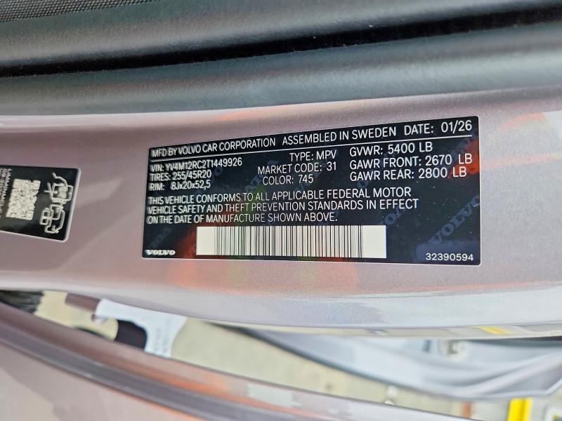 Продажа на аукционе авто 2026 Volvo Xc60, vin: YV4M12RC2T1449926, номер лота: 60100706