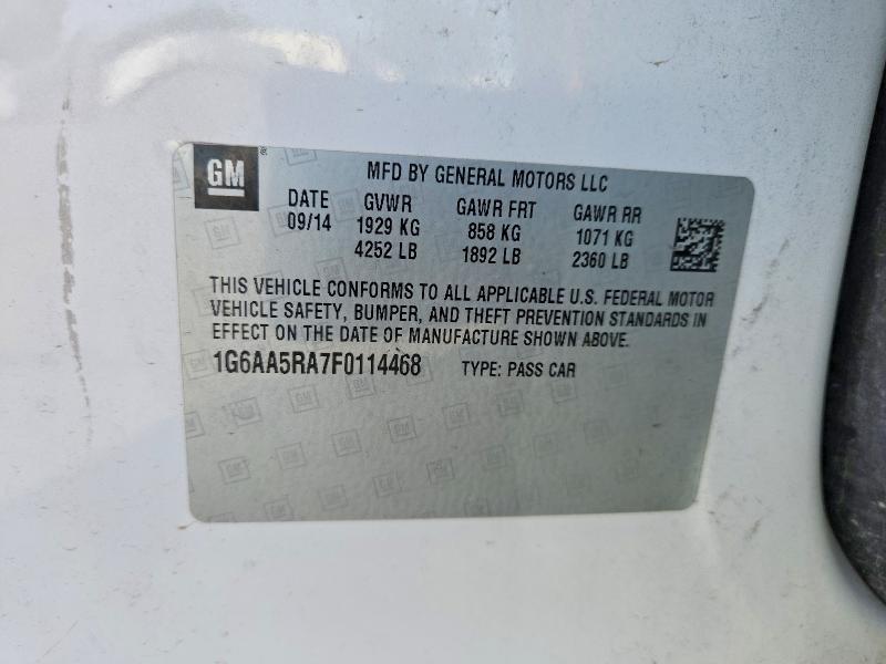 60657926 :رقم المزاد ، 1G6AA5RA7F0114468 vin ، 2015 Cadillac Ats مزاد بيع