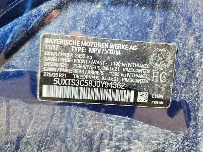 2018 Bmw X3 მანქანა იყიდება აუქციონზე, vin: 5UXTS3C58J0Y94362, აუქციონის ნომერი: 60059776