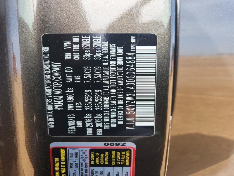 61044386 :رقم المزاد ، 5XYZW3LA3DG064884 vin ، 2013 Hyundai Santa Fe Sport مزاد بيع