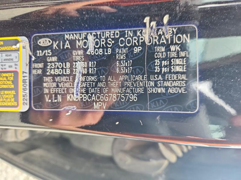 73344065 :رقم المزاد ، KNDPBCAC6G7875796 vin ، 2016 Kia Sportage مزاد بيع