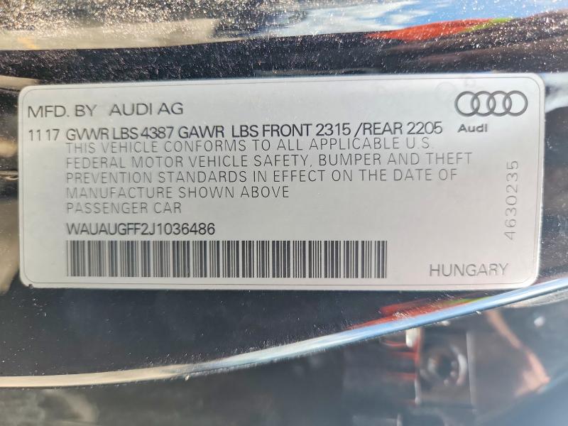 2018 Audi A3 მანქანა იყიდება აუქციონზე, vin: WAUAUGFF2J1036486, აუქციონის ნომერი: 61881896