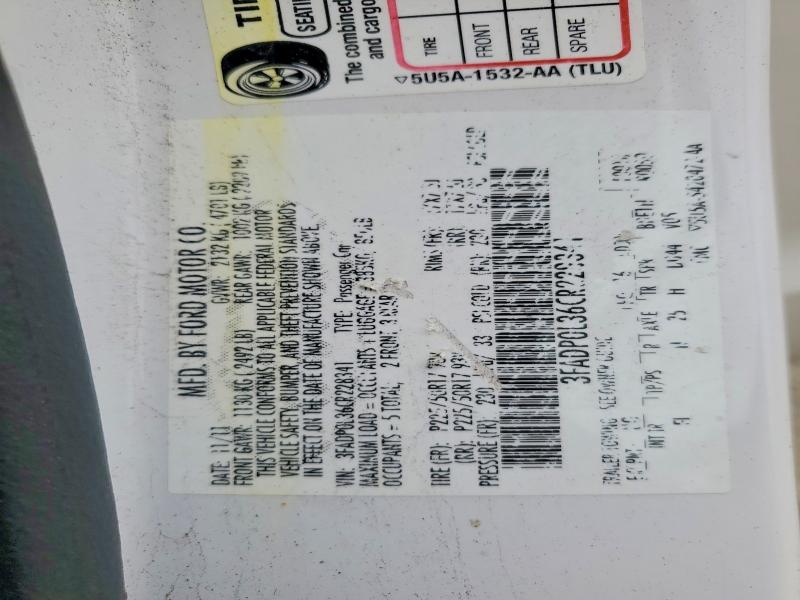 63017786 :رقم المزاد ، 3FADP0L36CR228341 vin ، 2012 Ford Fusion مزاد بيع