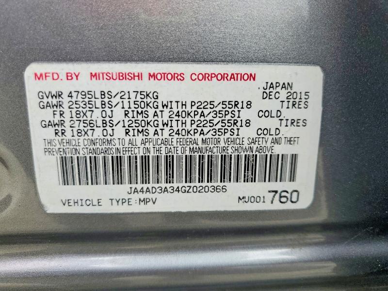 Продаж на аукціоні авто 2016 Mitsubishi Outlander, vin: JA4AD3A34GZ020366, номер лоту: 61333886