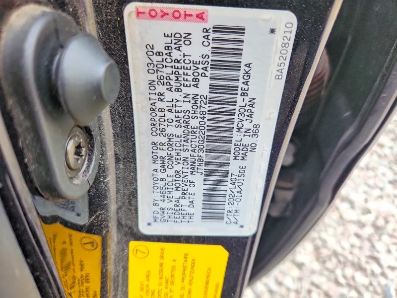 61932386 :رقم المزاد ، JTHBF30G220048722 vin ، 2002 Lexus Es مزاد بيع