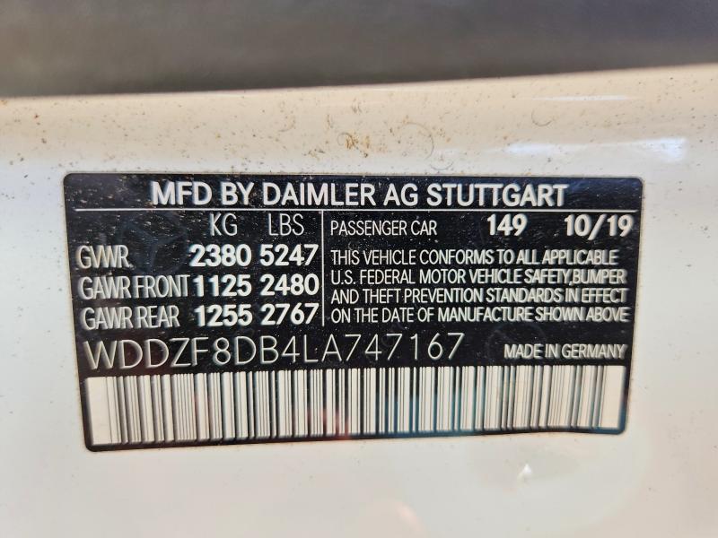 Продаж на аукціоні авто 2020 Mercedes-benz E, vin: WDDZF8DB4LA747167, номер лоту: 63147846