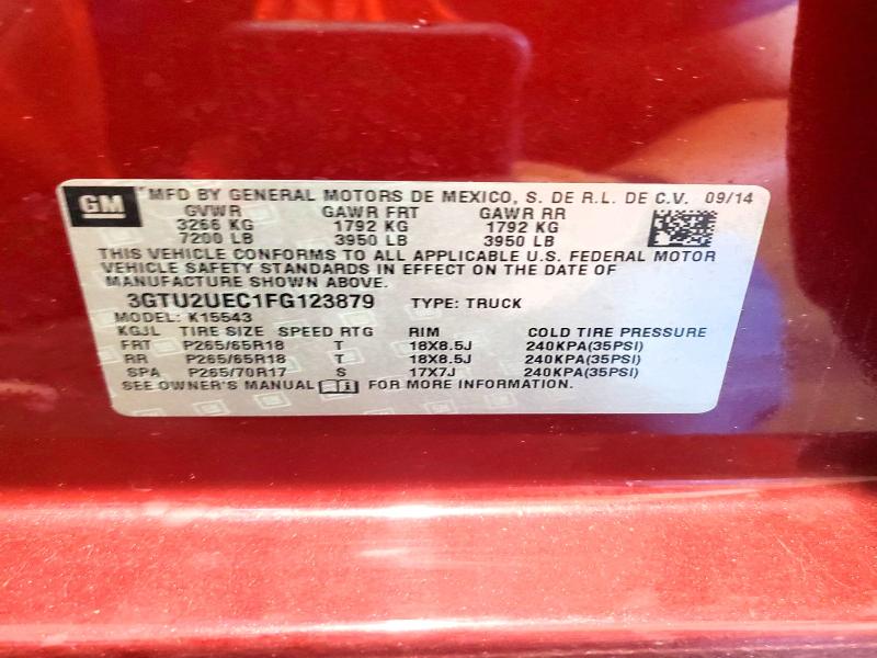 Продажа на аукционе авто 2015 Gmc Sierra, vin: 3GTU2UEC1FG123879, номер лота: 62093496