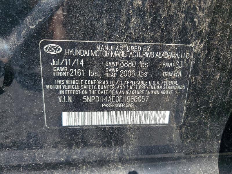 Aukcja sprzedaży 2015 Hyundai Elantra, vin: 5NPDH4AE0FH560057, numer aukcji: 61015216