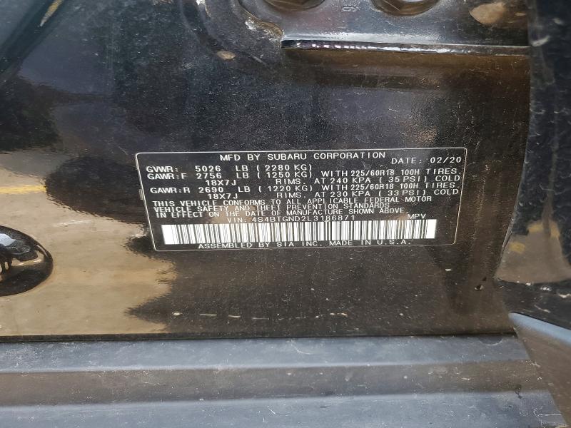 2020 Subaru Outback მანქანა იყიდება აუქციონზე, vin: 4S4BTGND2L3186871, აუქციონის ნომერი: 59947516