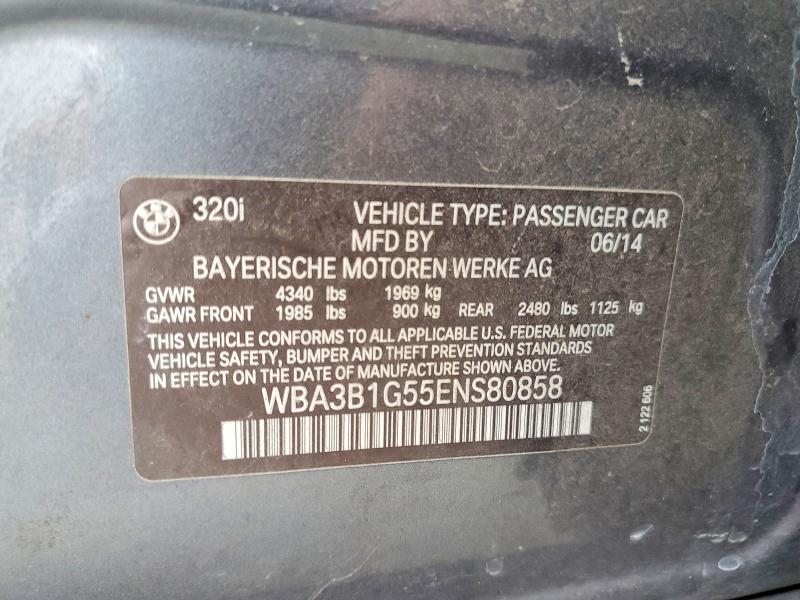 Aukcja sprzedaży 2014 Bmw 320, vin: WBA3B1G55ENS80858, numer aukcji: 60085316