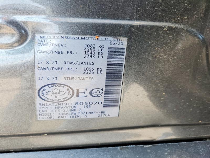 2020 Nissan Rogue მანქანა იყიდება აუქციონზე, vin: 5N1AT2MT9LC805070, აუქციონის ნომერი: 62587736