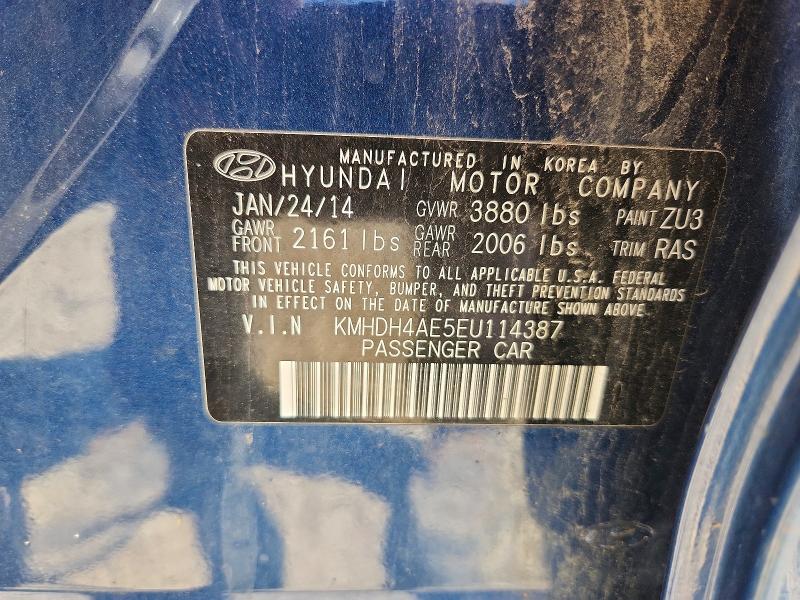 Продажа на аукционе авто 2014 Hyundai Elantra, vin: KMHDH4AE5EU114387, номер лота: 63375506