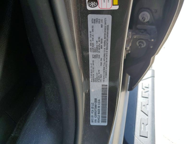 Продаж на аукціоні авто 2022 Ram 1500, vin: 1C6RREFT5NN113598, номер лоту: 59600066
