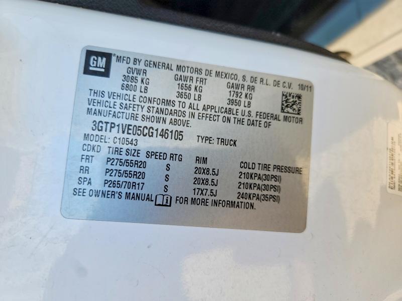 2012 Gmc Sierra მანქანა იყიდება აუქციონზე, vin: 3GTP1VE05CG146105, აუქციონის ნომერი: 60758046