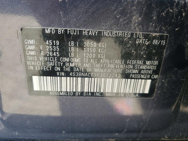 59175066 :رقم المزاد ، 4S3BNAC69F3072242 vin ، 2015 Subaru Legacy مزاد بيع