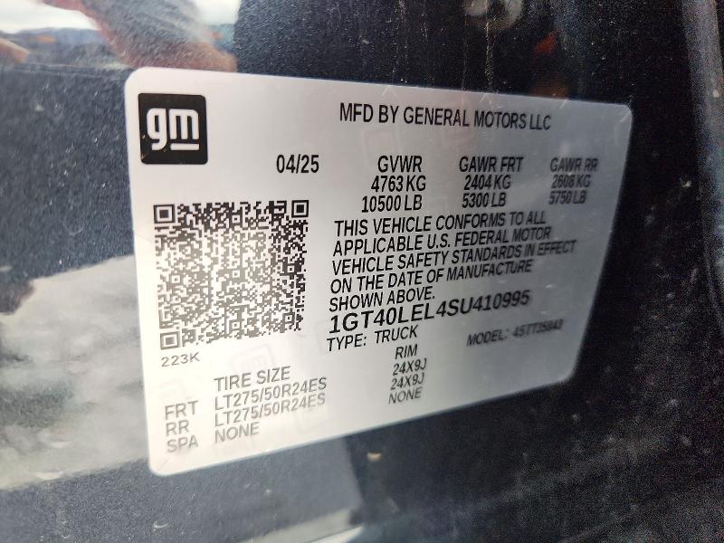 Aukcja sprzedaży 2025 Gmc Sierra, vin: 1GT40LEL4SU410995, numer aukcji: 59699186