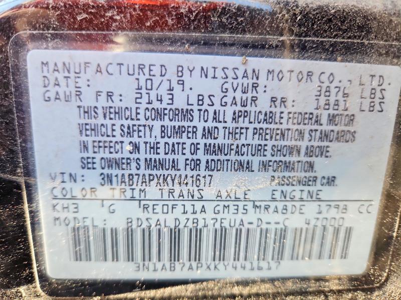 Продажа на аукционе авто 2019 Nissan Sentra, vin: 3N1AB7APXKY441617, номер лота: 61580276