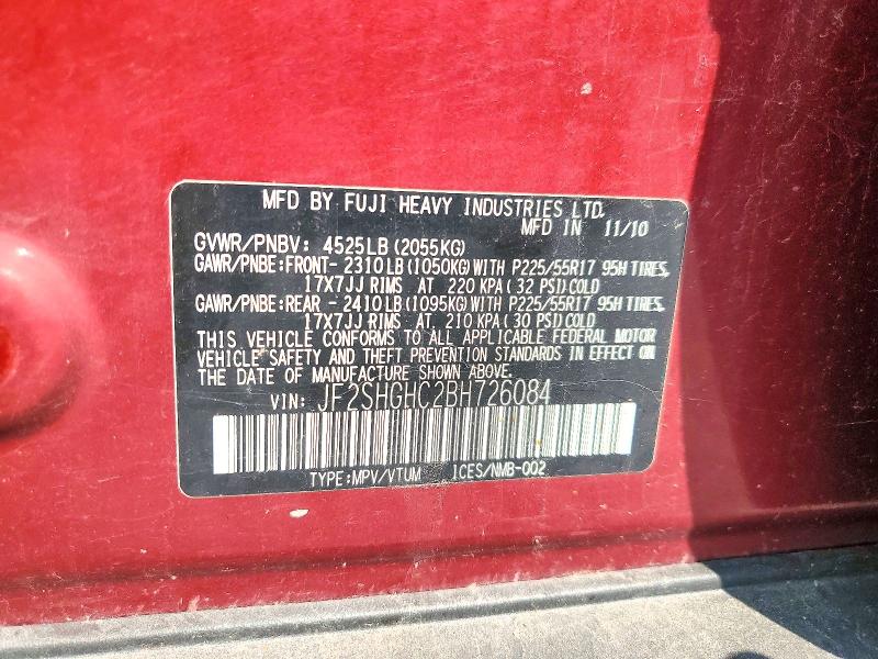 Продажа на аукционе авто 2011 Subaru Forester, vin: JF2SHGHC2BH726084, номер лота: 62199866