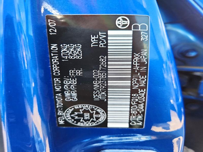 Aukcja sprzedaży 2008 Toyota Yaris, vin: JTDKT923785172682, numer aukcji: 60139036