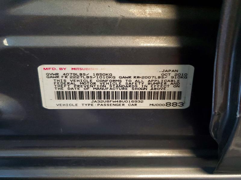 2011 Mitsubishi Lancer მანქანა იყიდება აუქციონზე, vin: JA32U8FW4BU016932, აუქციონის ნომერი: 56999256