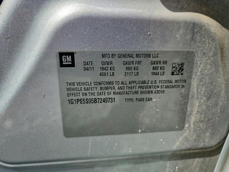2011 Chevrolet Cruze მანქანა იყიდება აუქციონზე, vin: 1G1PE5S95B7249731, აუქციონის ნომერი: 60623186