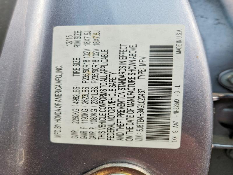 Aukcja sprzedaży 2016 Acura Rdx, vin: 5J8TB4H34GL020467, numer aukcji: 61415496
