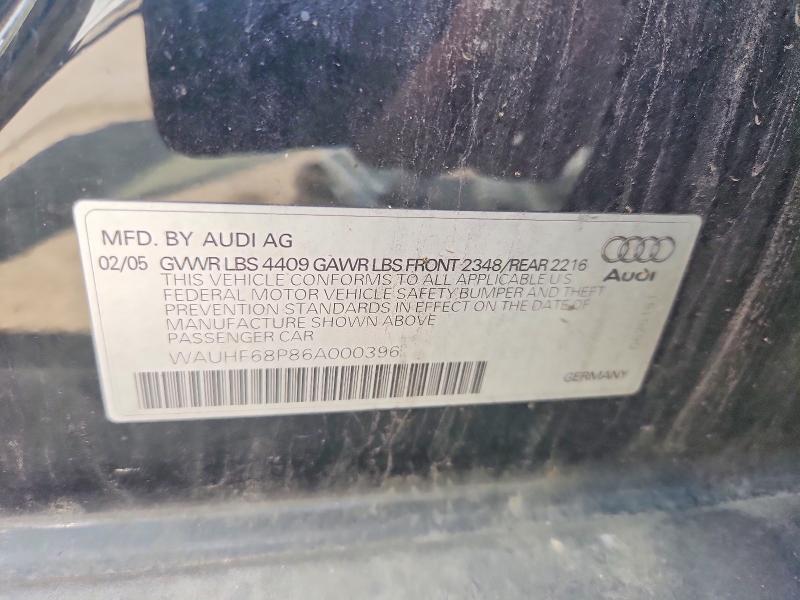 61711626 :رقم المزاد ، WAUHF68P86A000396 vin ، 2006 Audi A3 مزاد بيع
