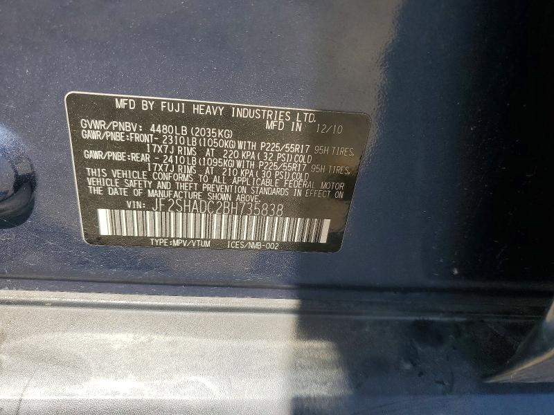Продаж на аукціоні авто 2011 Subaru Forester, vin: JF2SHADC2BH735838, номер лоту: 63377766