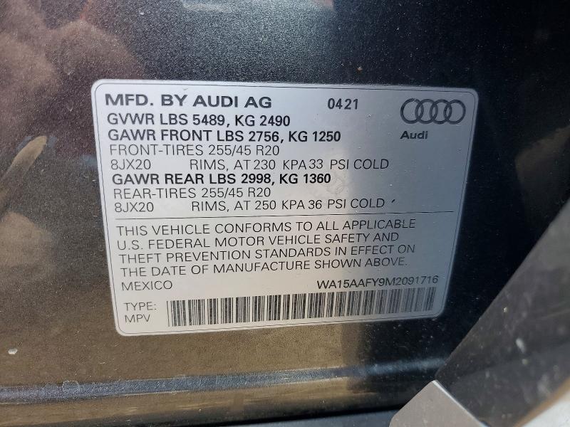 Продажа на аукционе авто 2021 Audi Q5, vin: WA15AAFY9M2091716, номер лота: 62593706
