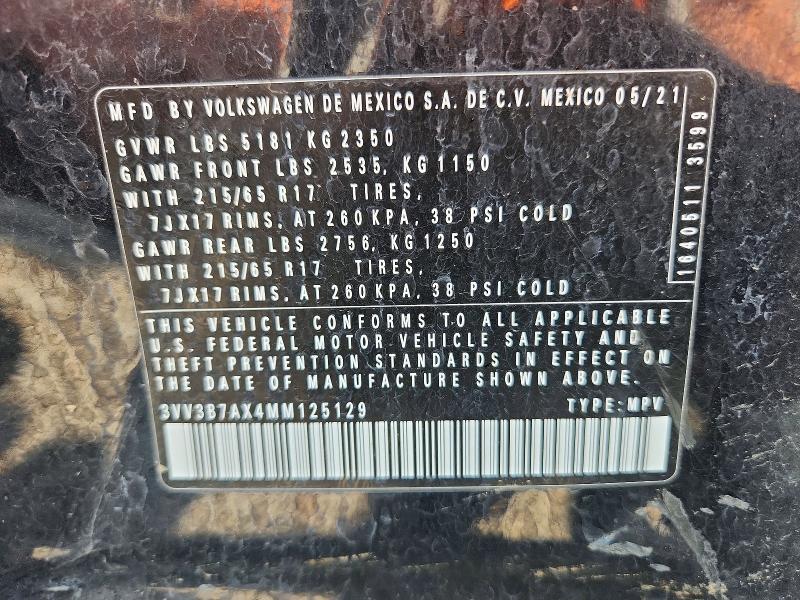 61040846 :رقم المزاد ، 3VV3B7AX4MM125129 vin ، 2021 Volkswagen Tiguan مزاد بيع