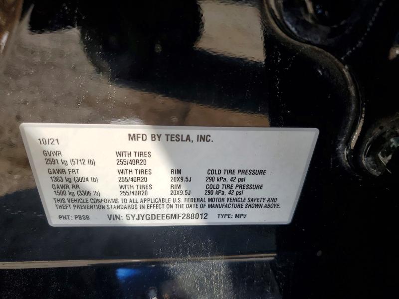 Продаж на аукціоні авто 2021 Tesla Model Y, vin: 5YJYGDEE6MF288012, номер лоту: 60454946