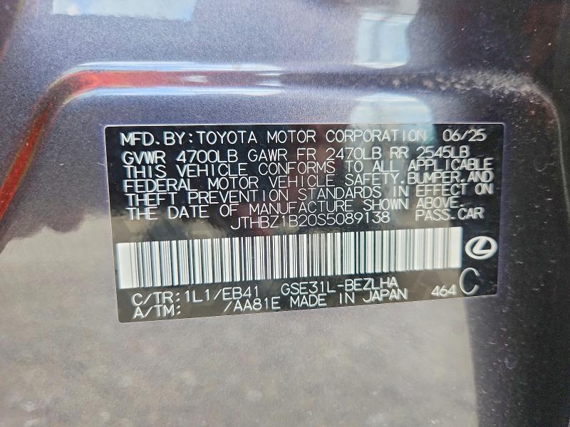 Aukcja sprzedaży 2025 Lexus Is 350, vin: JTHBZ1B20S5089138, numer aukcji: 59396856
