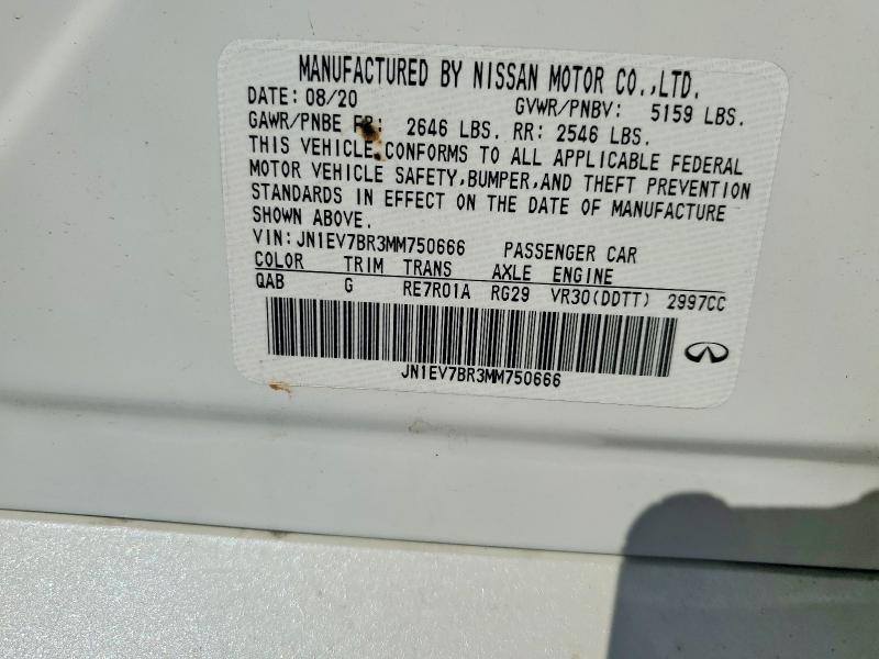 Продаж на аукціоні авто 2021 Infiniti Q50, vin: JN1EV7BR3MM750666, номер лоту: 62165596