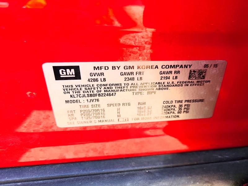Продаж на аукціоні авто 2015 Chevrolet Trax, vin: KL7CJLSB0FB224647, номер лоту: 63106766