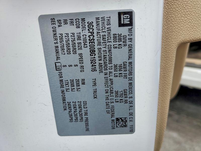 2011 Chevrolet Silverado მანქანა იყიდება აუქციონზე, vin: 3GCPCSE00BG192416, აუქციონის ნომერი: 61809366