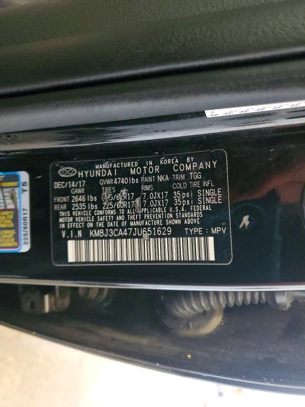 62260766 :رقم المزاد ، KM8J3CA47JU651629 vin ، 2018 Hyundai Tucson مزاد بيع