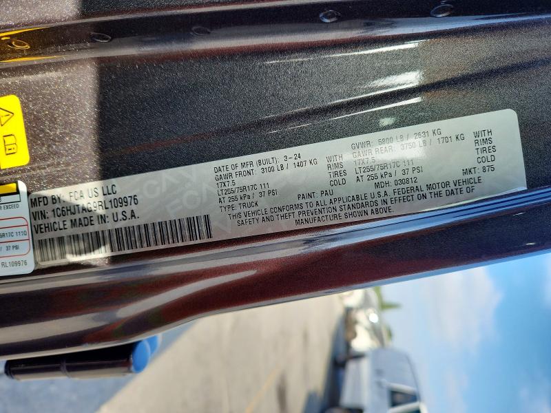 2024 Jeep Gladiator მანქანა იყიდება აუქციონზე, vin: 1C6HJTAG9RL109976, აუქციონის ნომერი: 62846376