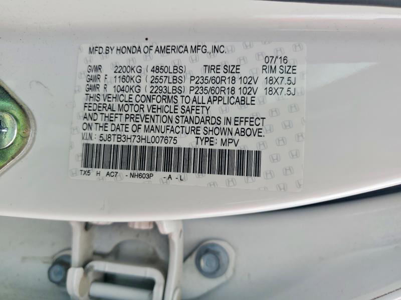2017 Acura Rdx მანქანა იყიდება აუქციონზე, vin: 5J8TB3H73HL007675, აუქციონის ნომერი: 60064786