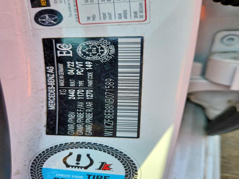61610686 :رقم المزاد ، W1KZF8EB8NB071589 vin ، 2022 Mercedes-benz E مزاد بيع