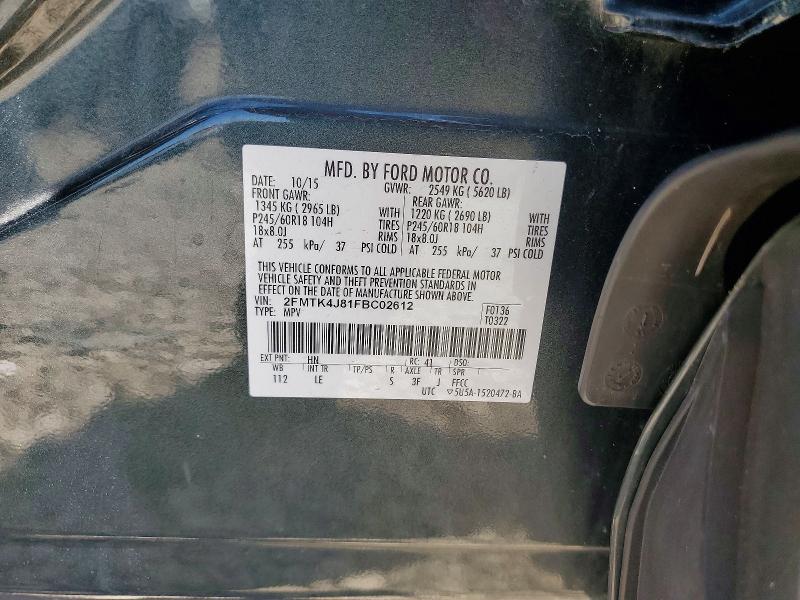 2015 Ford Edge მანქანა იყიდება აუქციონზე, vin: 2FMTK4J81FBC02612, აუქციონის ნომერი: 60250946