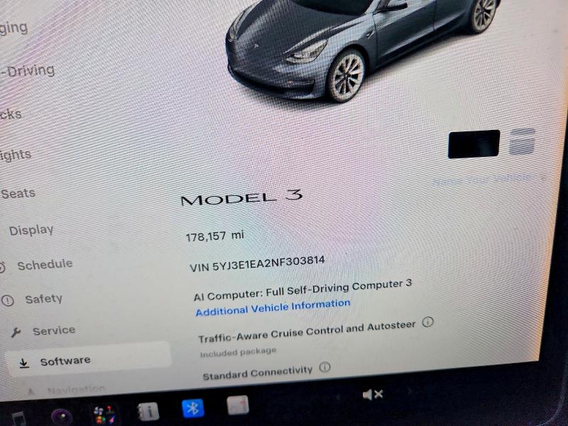 Aukcja sprzedaży 2022 Tesla Model 3, vin: 5YJ3E1EA2NF303814, numer aukcji: 60657026