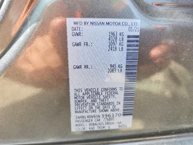 Продажа на аукционе авто 2025 Nissan Altima, vin: 1N4BL4DV6SN396170, номер лота: 60758956