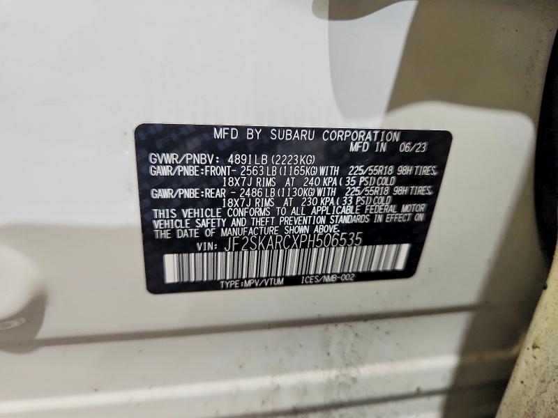 Продажа на аукционе авто 2023 Subaru Forester, vin: JF2SKARCXPH506535, номер лота: 62090506