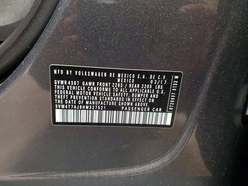 Продаж на аукціоні авто 2017 Volkswagen Jetta, vin: 3VW4T7AJ8HM327521, номер лоту: 85450625
